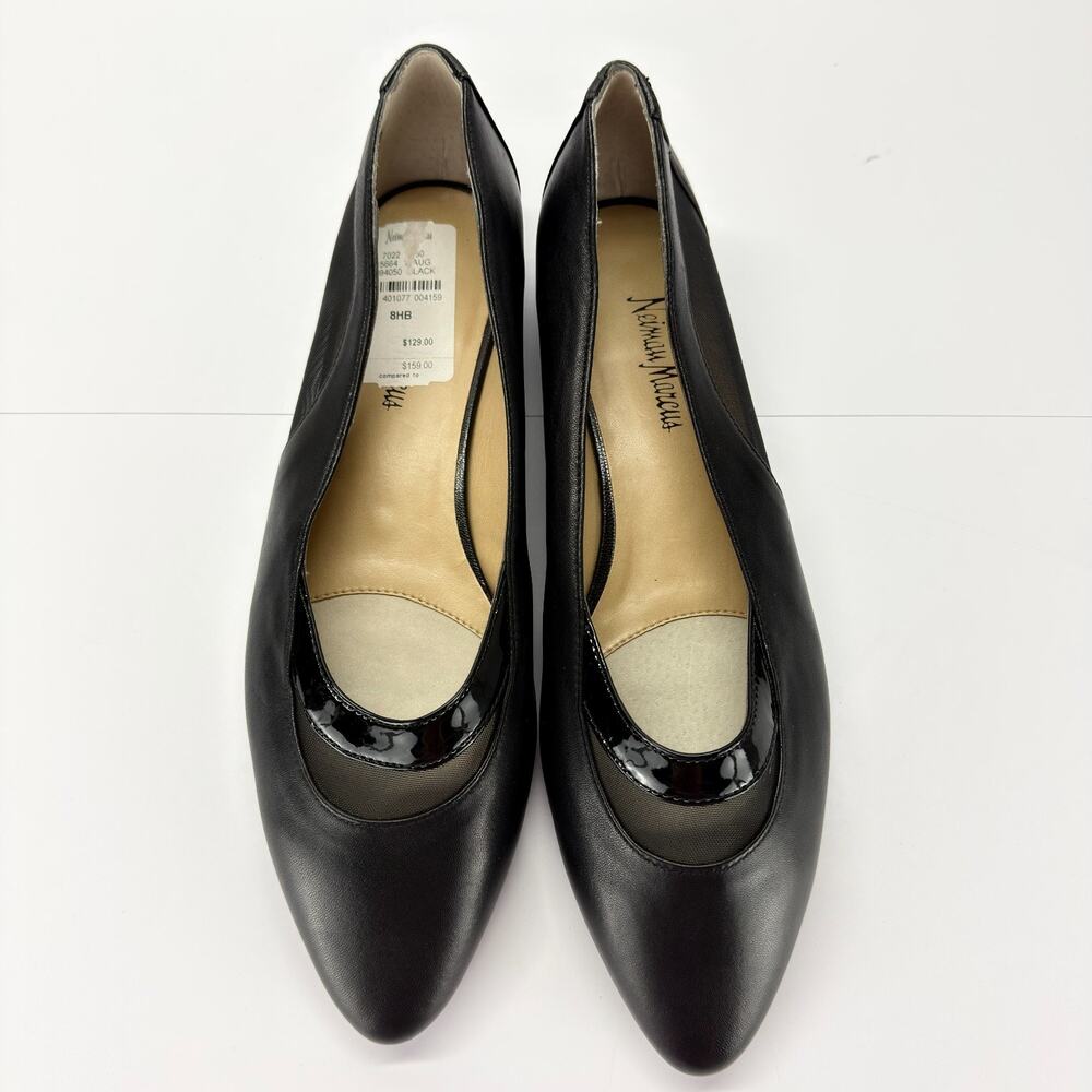 Neiman Marcus Leather Mesh Flats Women Sz 8.5M Slip-On Pointed Toe Office Casual - Picture 8 of 12